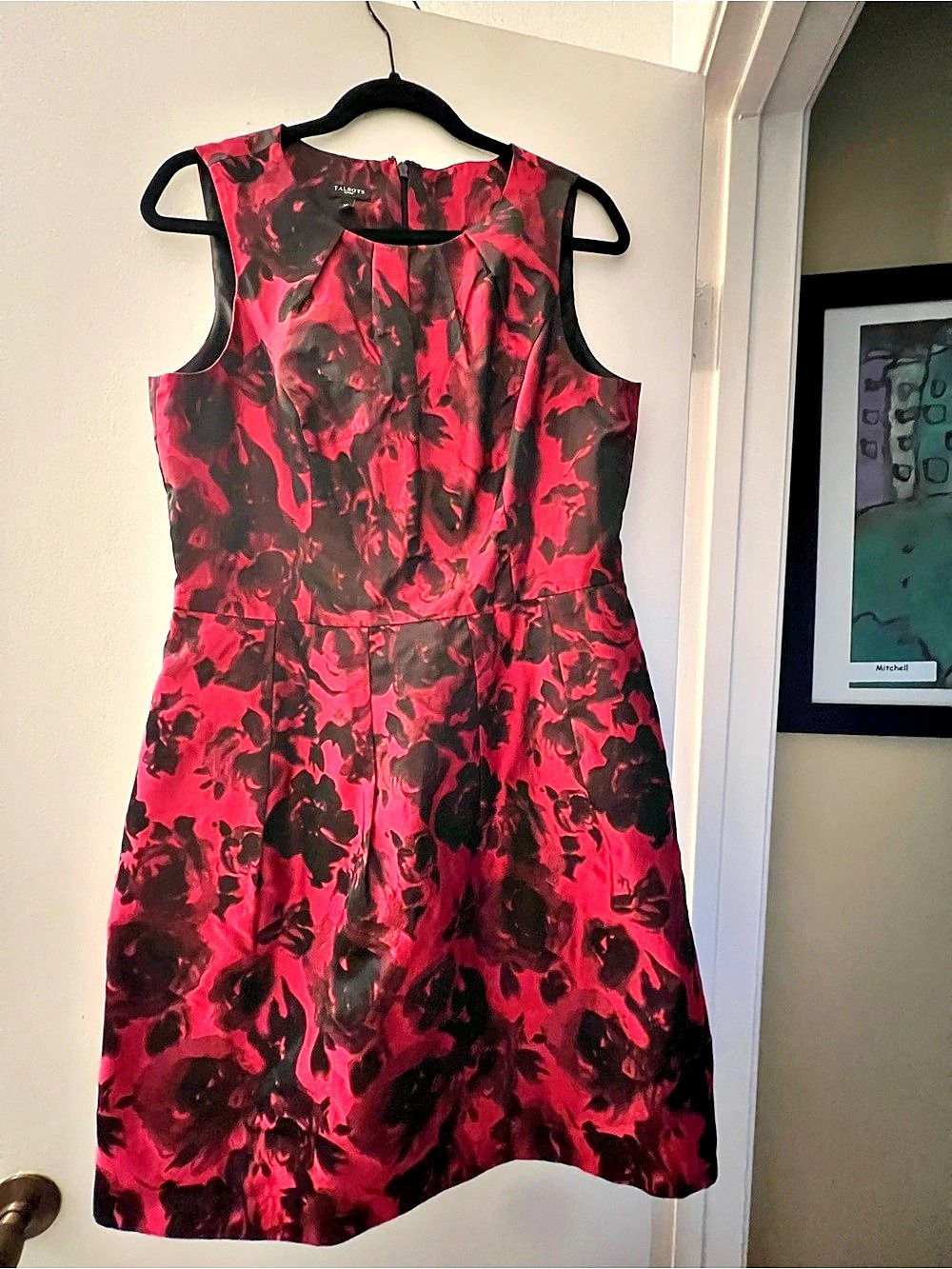 Talbots Floral Mini Dress Red & Black Size 14P
